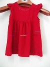 我做的大红飞袖高腰棉绸连衣裙（也是给同学女儿做 ）