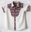 男童短袖衫（白色和格子搭配）