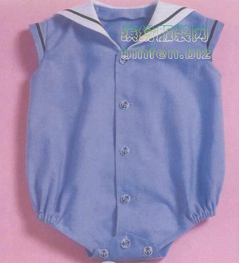 1－2岁婴幼儿穿的海军领连裤衫裁剪图和缝制方法