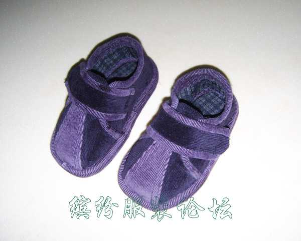 紫色条绒学步鞋